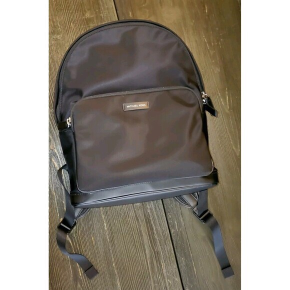 Michael Kors Backpack Black Nylon Leather Trim Travel School Bag - Picture 3 of 10